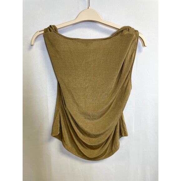 GOOD AMERICAN NEW Twisted Shoulder Sweater Tank Pale Gold Plus Size 5 2XL - Picture 3 of 7